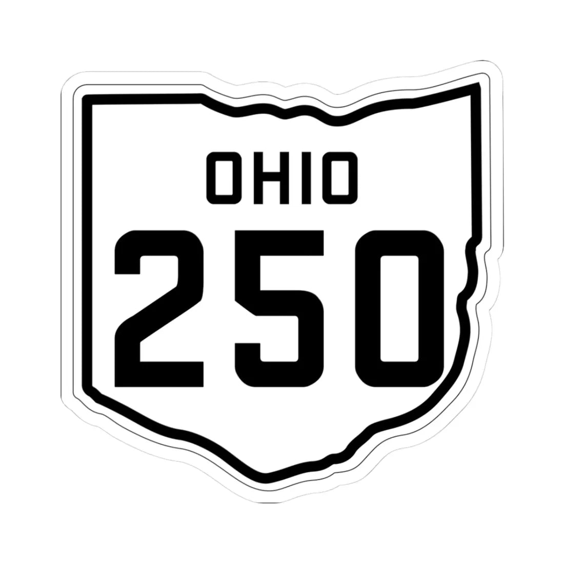 OH-250 1927 (Ohio) (Road Sign) STICKER Vinyl Kiss-Cut Decal 3 Inch White - The Sticker Space