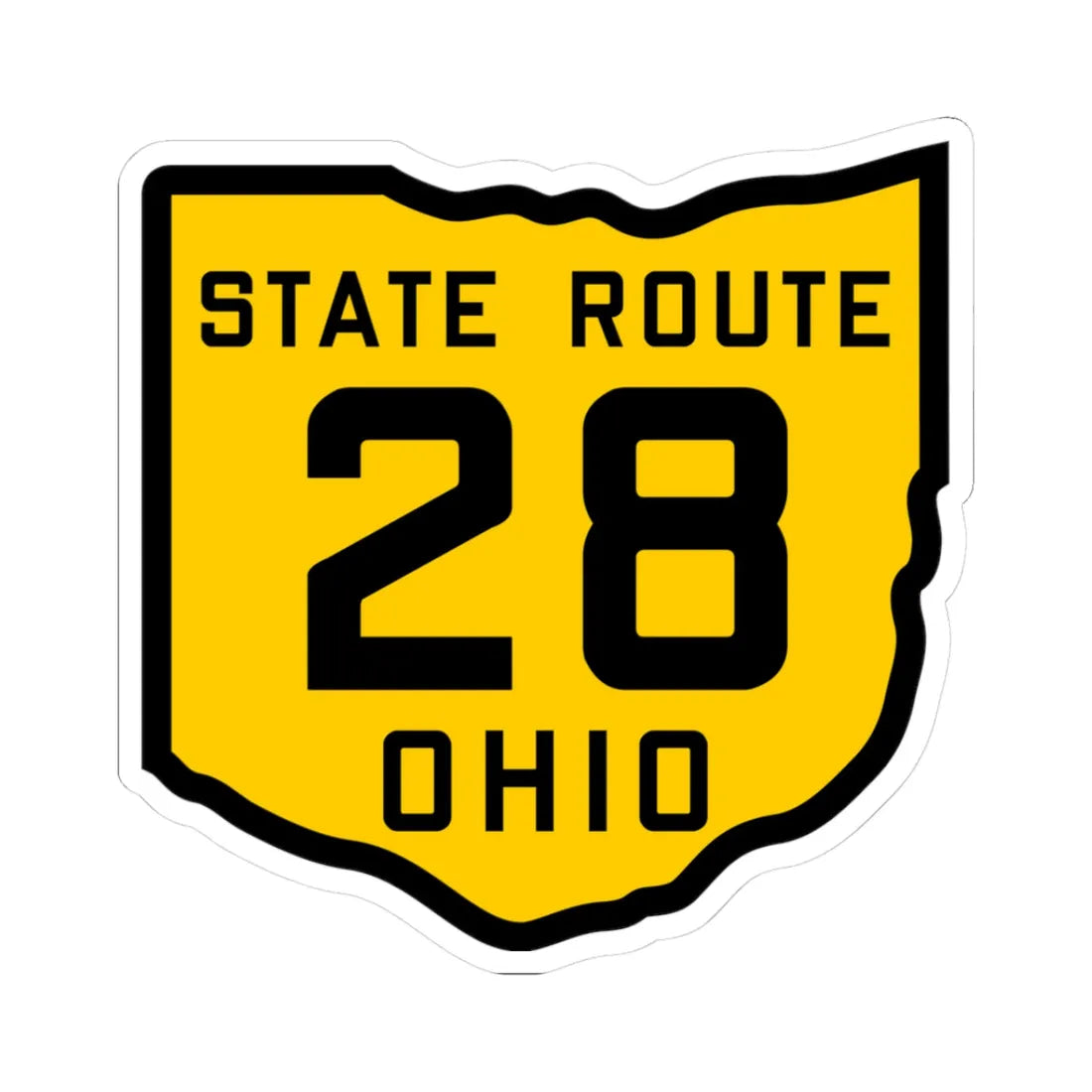 OH-28 1920 (Ohio) (Road Sign) STICKER Vinyl Kiss-Cut Decal 3 Inch White - The Sticker Space