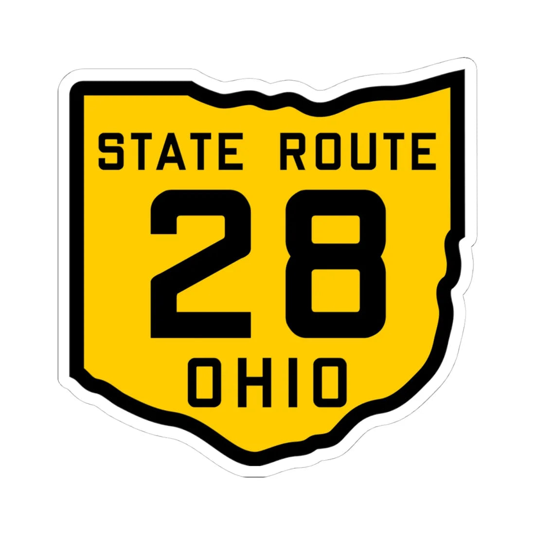 OH-28 1920 (Ohio) (Road Sign) STICKER Vinyl Kiss-Cut Decal 4 Inch White - The Sticker Space