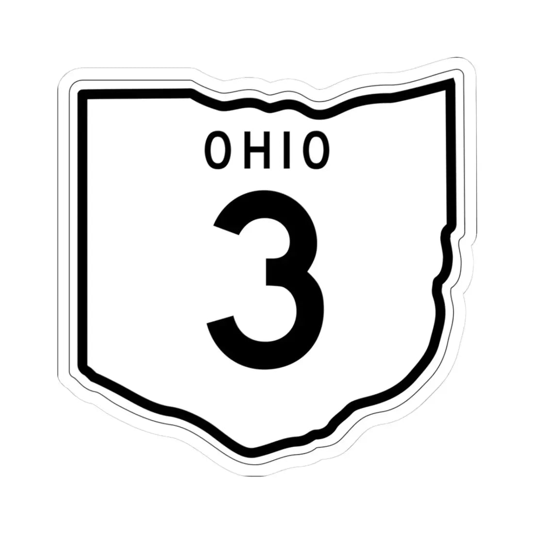 OH-3 1948 (Ohio) (Road Sign) STICKER Vinyl Kiss-Cut Decal 3 Inch White - The Sticker Space