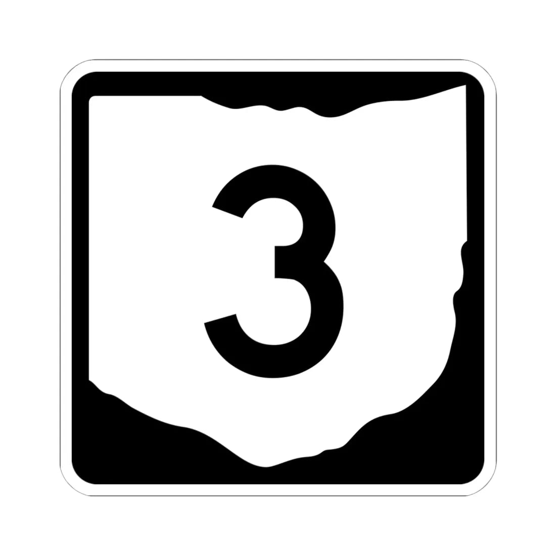 OH-3 (Ohio) (Road Sign) STICKER Vinyl Kiss-Cut Decal 6 Inch White - The Sticker Space
