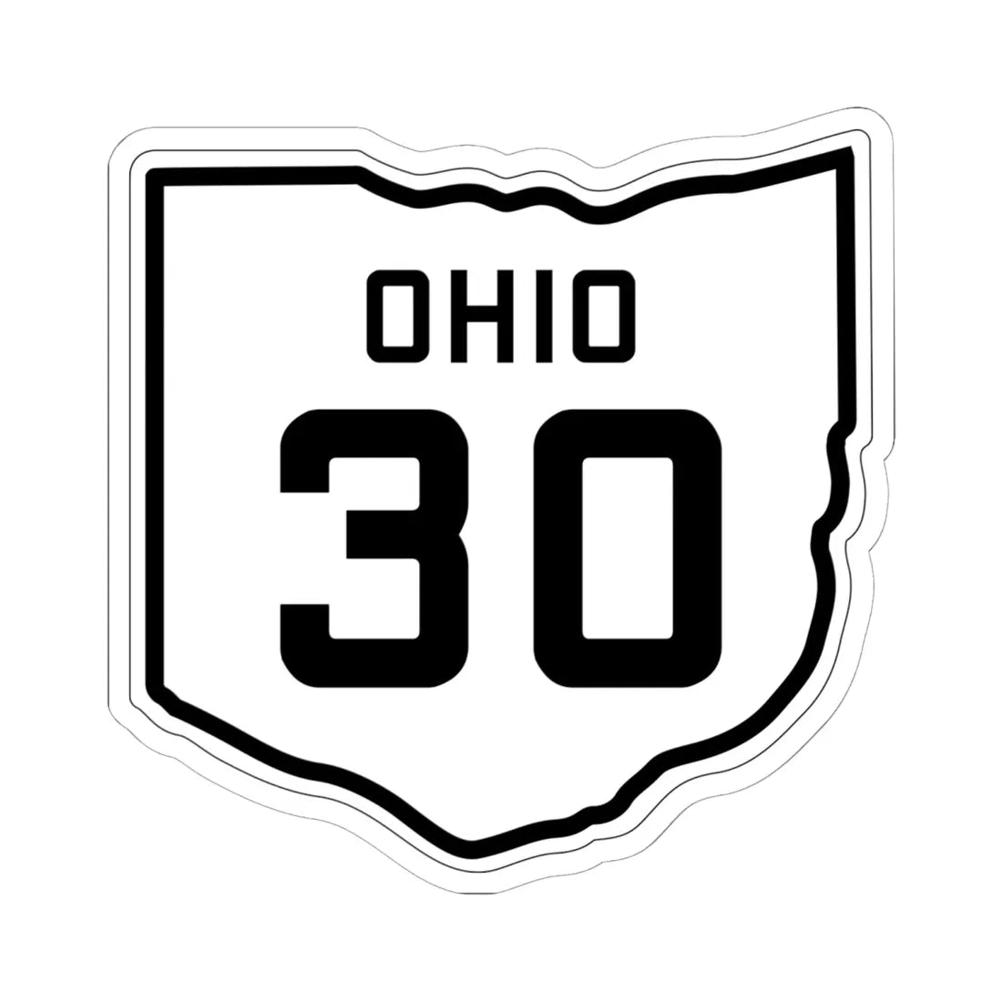 OH-30 1927 (Ohio) (Road Sign) STICKER Vinyl Kiss-Cut Decal 6 Inch White - The Sticker Space
