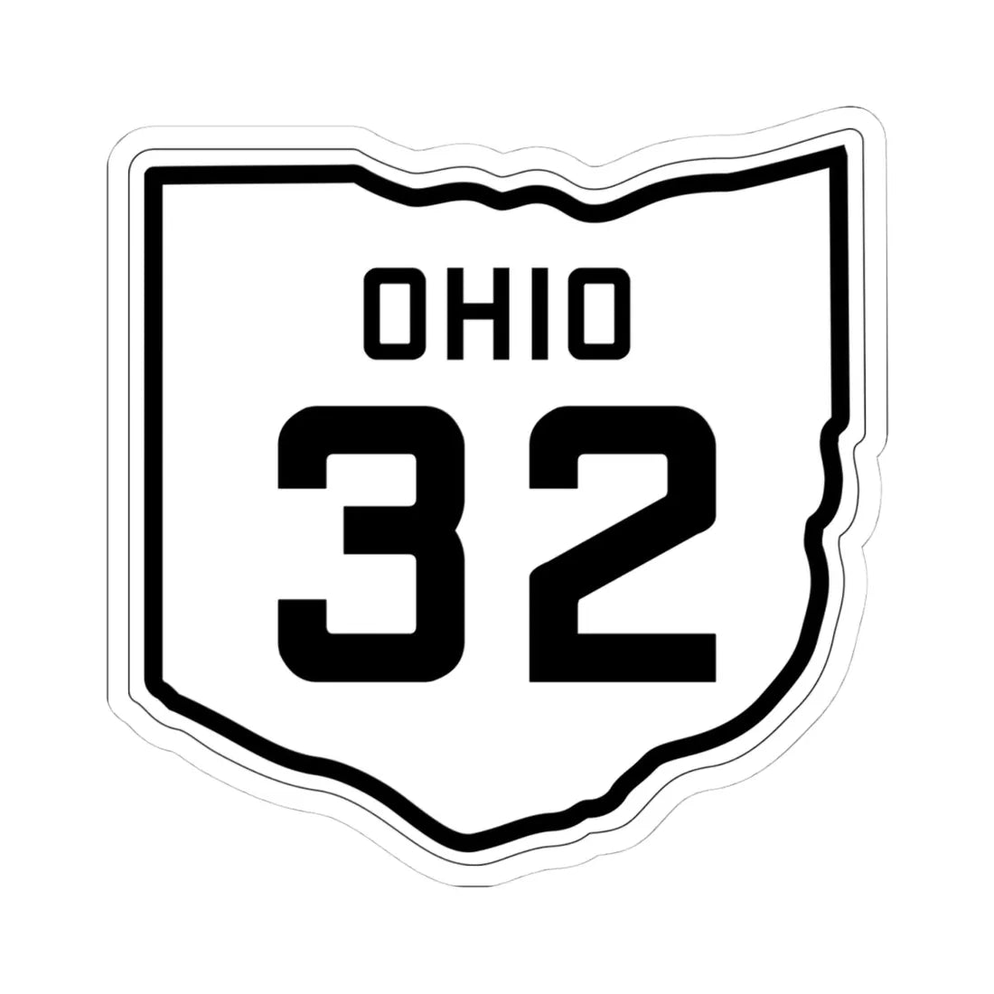 OH-32 1927 (Ohio) (Road Sign) STICKER Vinyl Kiss-Cut Decal 4 Inch White - The Sticker Space