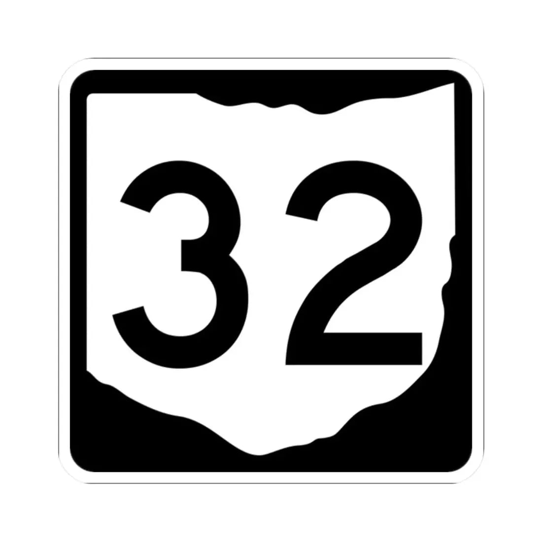 OH-32 (Ohio) (Road Sign) STICKER Vinyl Kiss-Cut Decal 2 Inch White - The Sticker Space