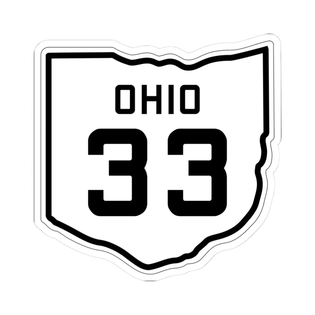 OH-33 1927 (Ohio) (Road Sign) STICKER Vinyl Kiss-Cut Decal 3 Inch White - The Sticker Space