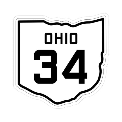 OH-34 1927 (Ohio) (Road Sign) STICKER Vinyl Kiss-Cut Decal 3 Inch White - The Sticker Space