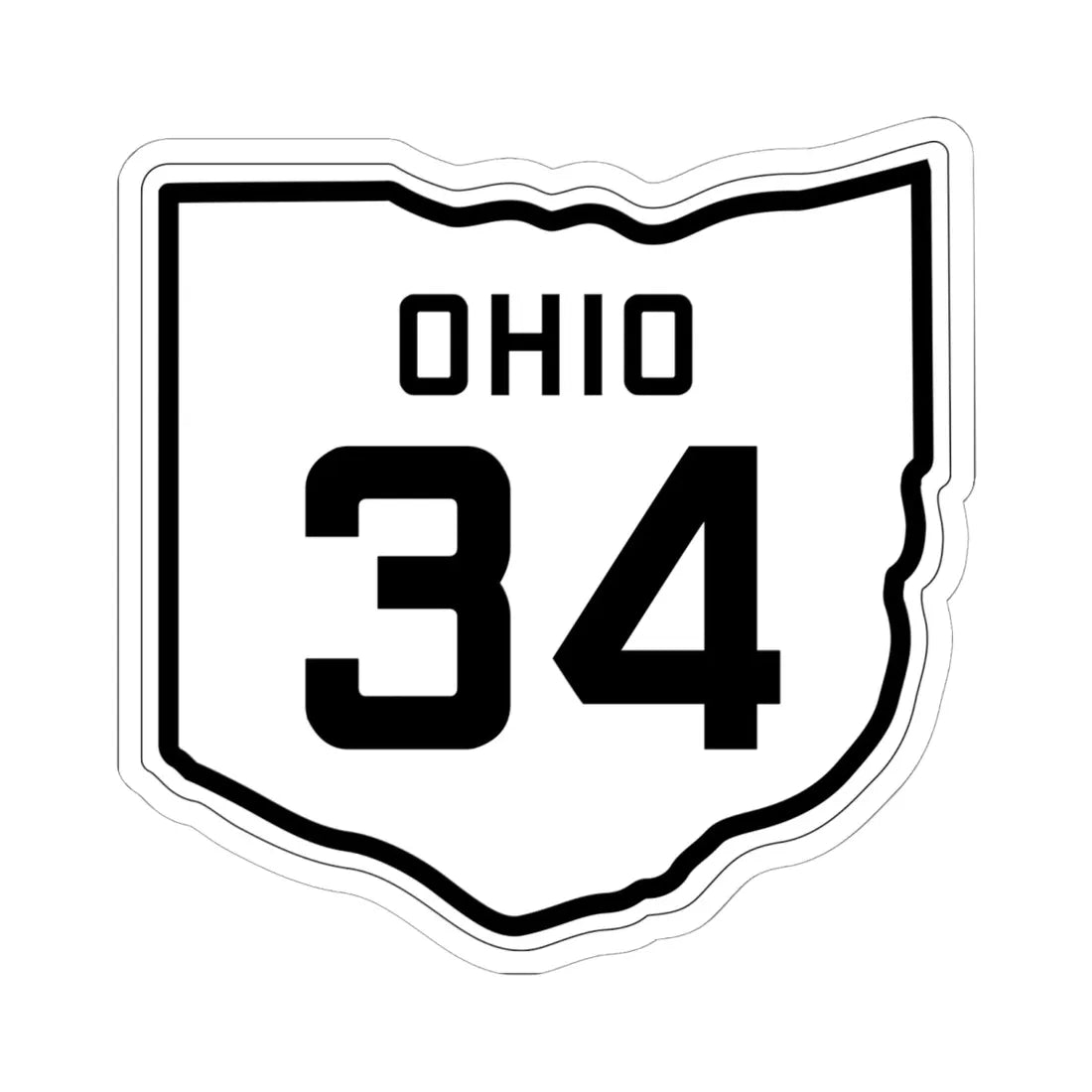 OH-34 1927 (Ohio) (Road Sign) STICKER Vinyl Kiss-Cut Decal 6 Inch White - The Sticker Space