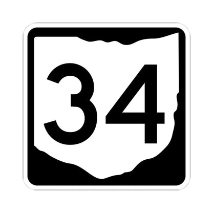 OH-34 (Ohio) (Road Sign) STICKER Vinyl Kiss-Cut Decal 4 Inch White - The Sticker Space