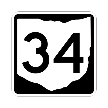 OH-34 (Ohio) (Road Sign) STICKER Vinyl Kiss-Cut Decal 6 Inch White - The Sticker Space