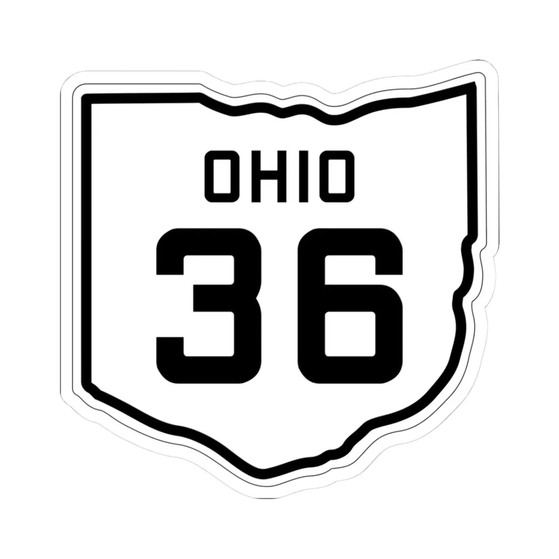 OH-36 1927 (Ohio) (Road Sign) STICKER Vinyl Kiss-Cut Decal 3 Inch White - The Sticker Space