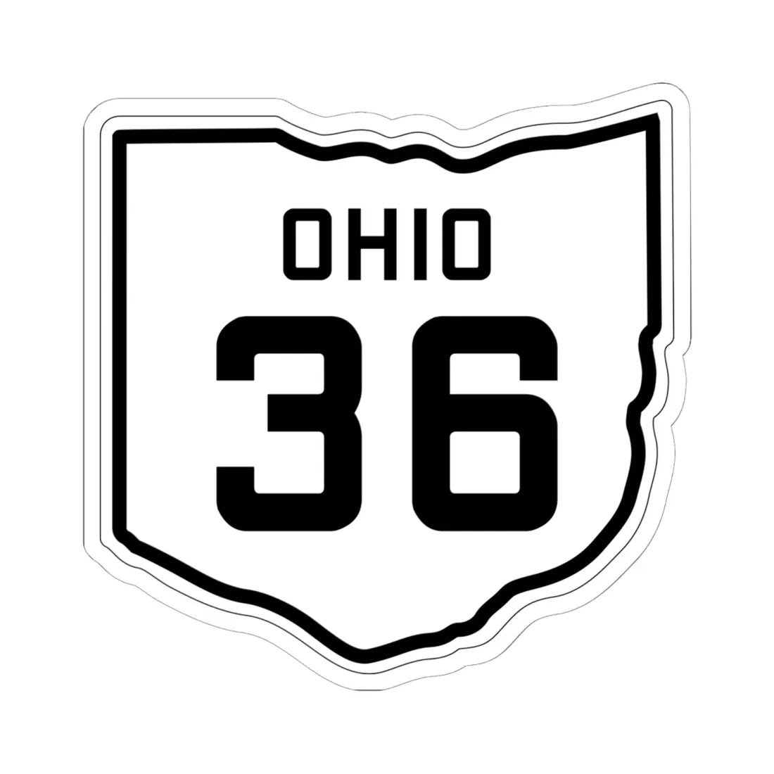 OH-36 1927 (Ohio) (Road Sign) STICKER Vinyl Kiss-Cut Decal 6 Inch White - The Sticker Space
