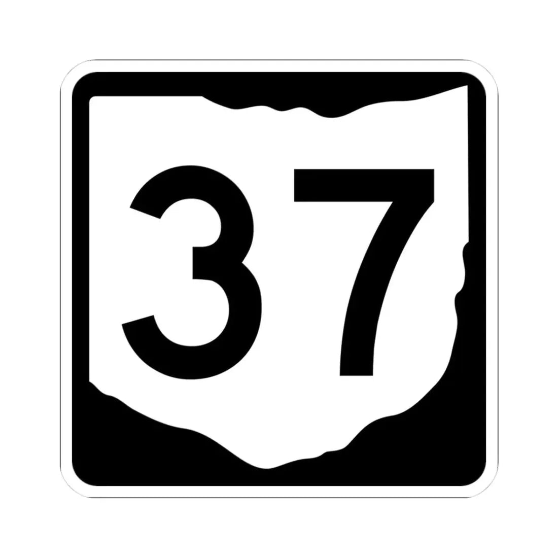 OH-37 (Ohio) (Road Sign) STICKER Vinyl Kiss-Cut Decal 3 Inch White - The Sticker Space