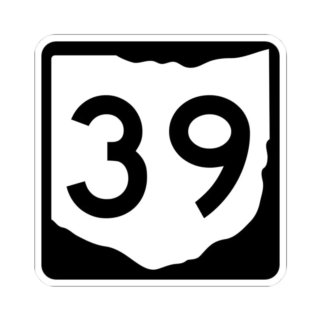OH-39 (Ohio) (Road Sign) STICKER Vinyl Kiss-Cut Decal 3 Inch White - The Sticker Space
