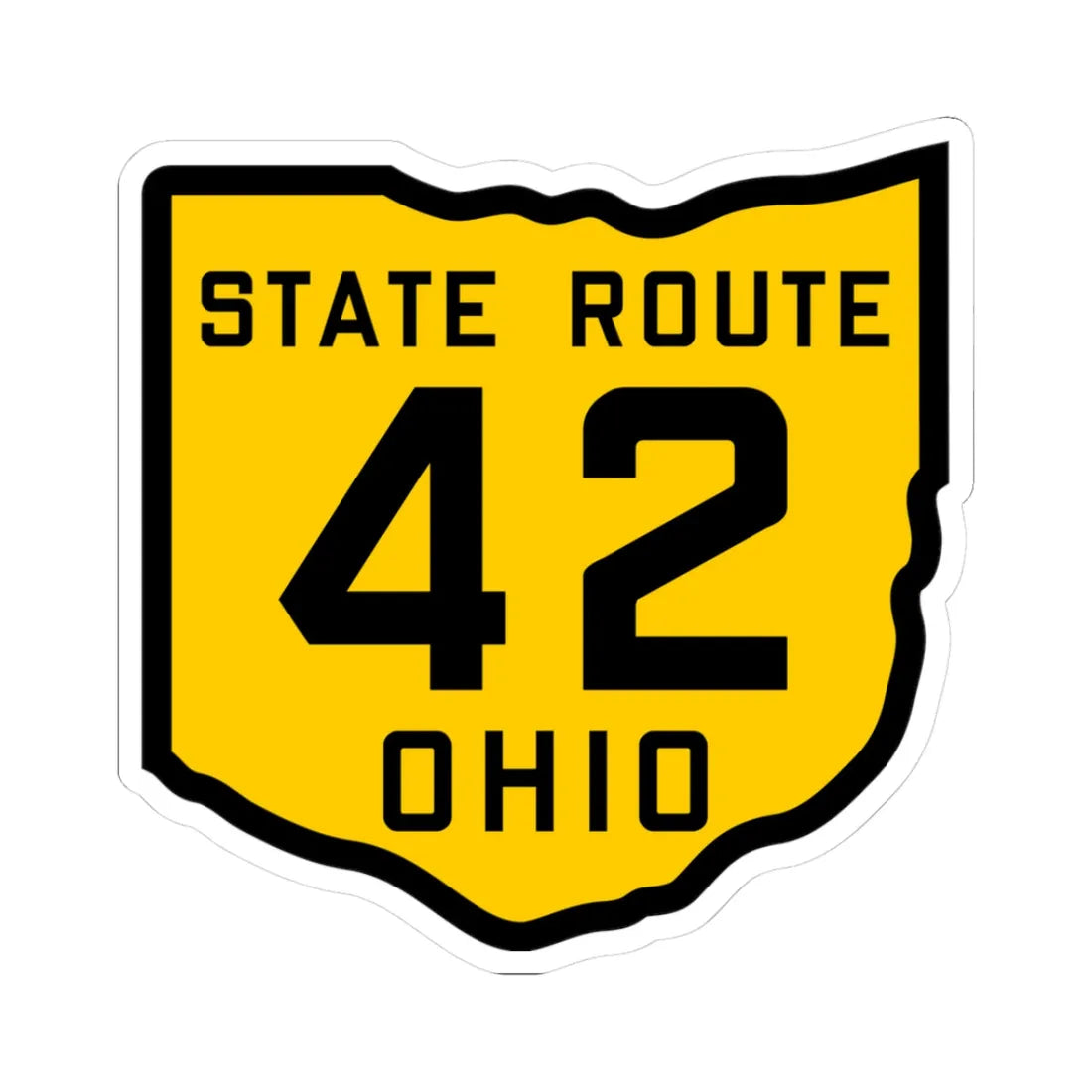 OH-42 1920 (Ohio) (Road Sign) STICKER Vinyl Kiss-Cut Decal 3 Inch White - The Sticker Space