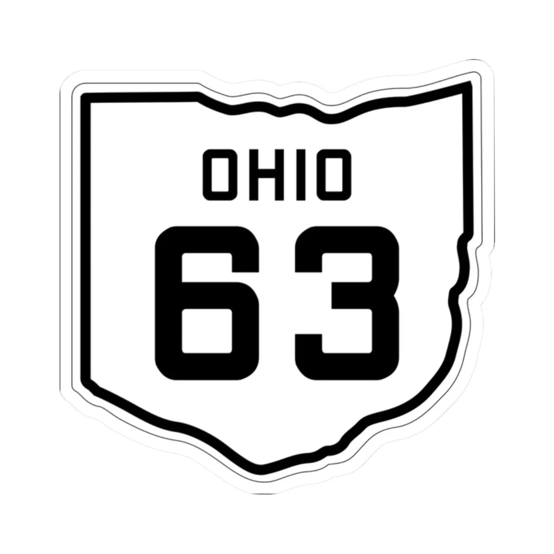 OH-63 1927 (Ohio) (Road Sign) STICKER Vinyl Kiss-Cut Decal 2 Inch White - The Sticker Space