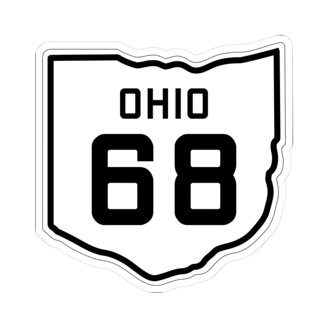 OH-68 1927 (Ohio) (Road Sign) STICKER Vinyl Kiss-Cut Decal 3 Inch White - The Sticker Space