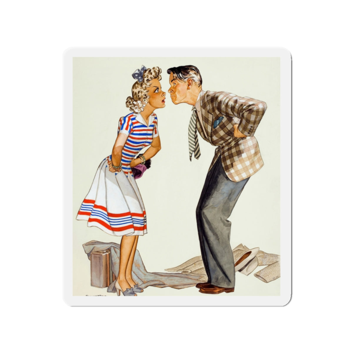 Oh, Come Now...Save that Energy for the War, 1942 (Magazine Illustration) Refrigerator Magnet-2" x 2"-The Sticker Space