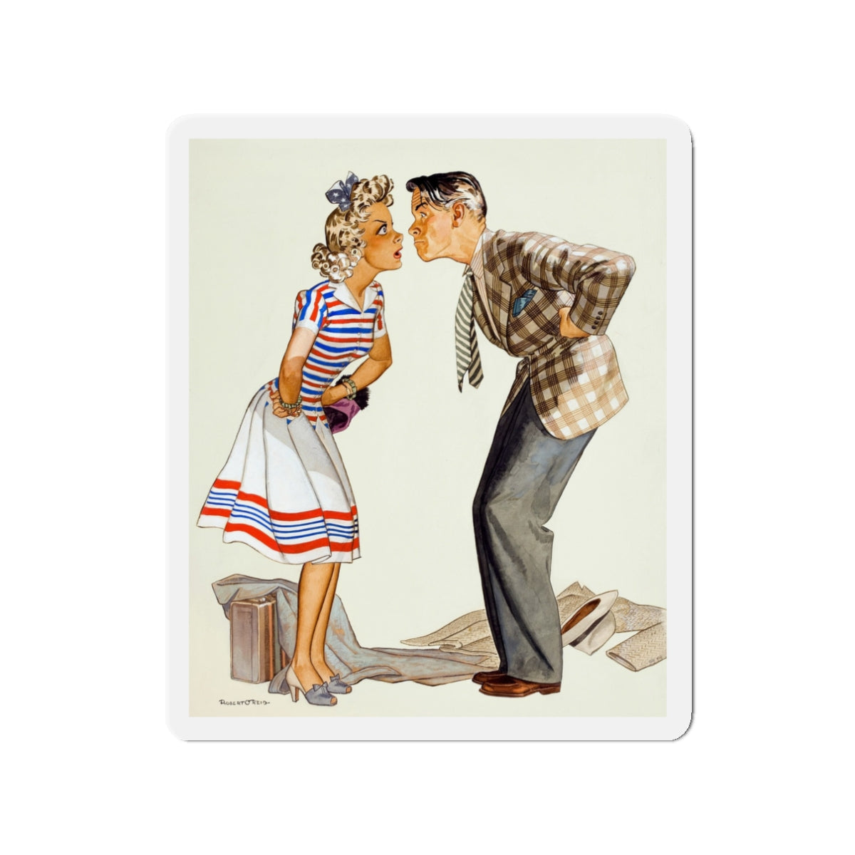 Oh, Come Now...Save that Energy for the War, 1942 (Magazine Illustration) Refrigerator Magnet-3" x 3"-The Sticker Space