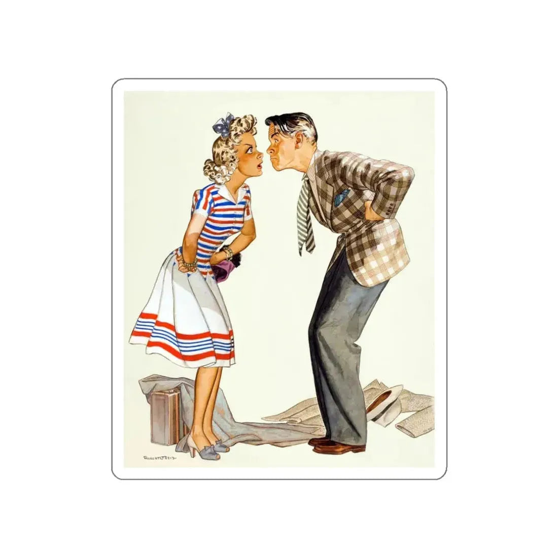 Oh, Come Now...Save that Energy for the War, 1942 (Magazine Illustration) STICKER Vinyl Die-Cut Decal White Die-Cut 3 Inch - The Sticker Space