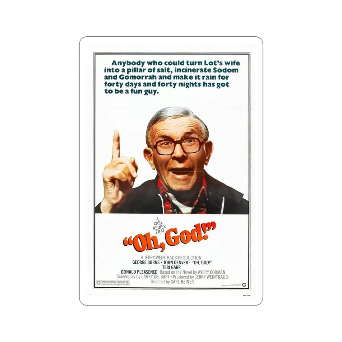 Oh God 1977 Movie Poster STICKER Vinyl Die-Cut Decal 4 Inch - The Sticker Space