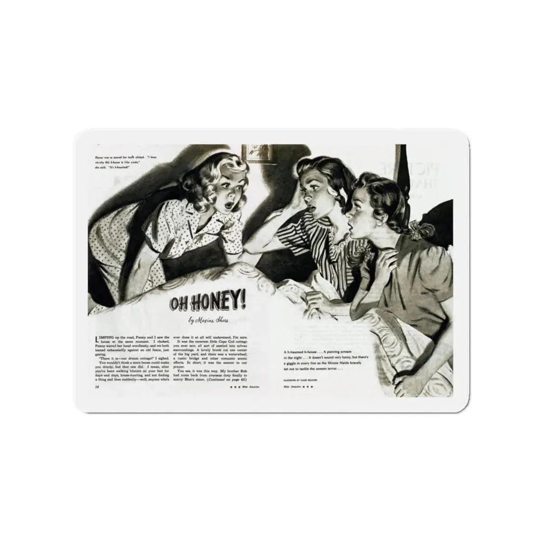 Oh, Honey!, Miss America magazine, June 1946 (Magazine Illustration) Refrigerator Magnet 3 Inch - The Sticker Space