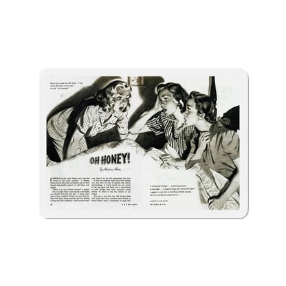 Oh, Honey!, Miss America magazine, June 1946 (Magazine Illustration) Refrigerator Magnet 3 Inch - The Sticker Space