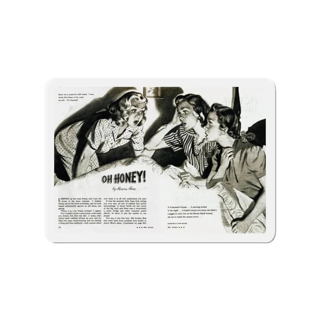 Oh, Honey!, Miss America magazine, June 1946 (Magazine Illustration) Refrigerator Magnet 4 Inch - The Sticker Space