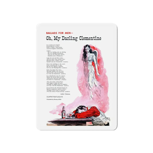 Oh, My Darling Clementine, Cavalier, March 1953 (Magazine Illustration) Refrigerator Magnet 6 Inch - The Sticker Space