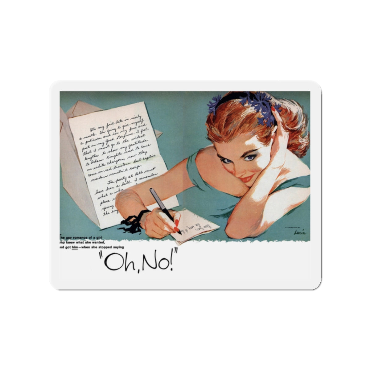 Oh, No!, Redbook, April 1957 (Magazine Illustration) Refrigerator Magnet-2" x 2"-The Sticker Space