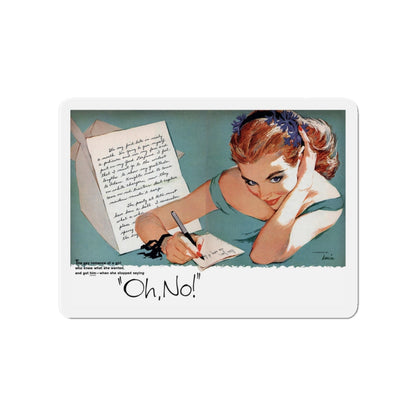 Oh, No!, Redbook, April 1957 (Magazine Illustration) Refrigerator Magnet-4" x 4"-The Sticker Space