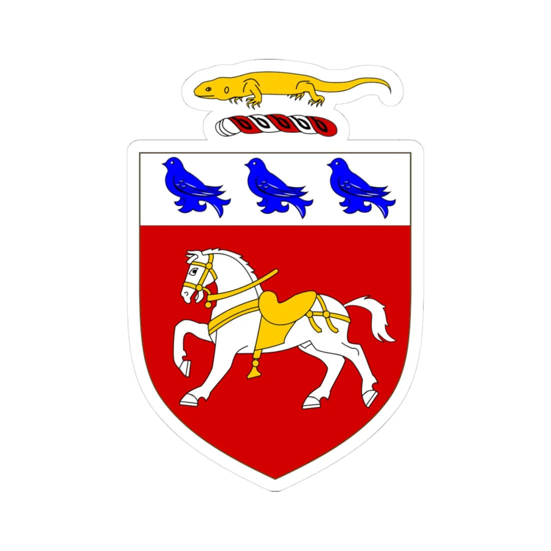 OHalloran arms with lizard crest (Ireland) (Coat of Arms) STICKER Vinyl Kiss-Cut Decal 3 Inch White - The Sticker Space