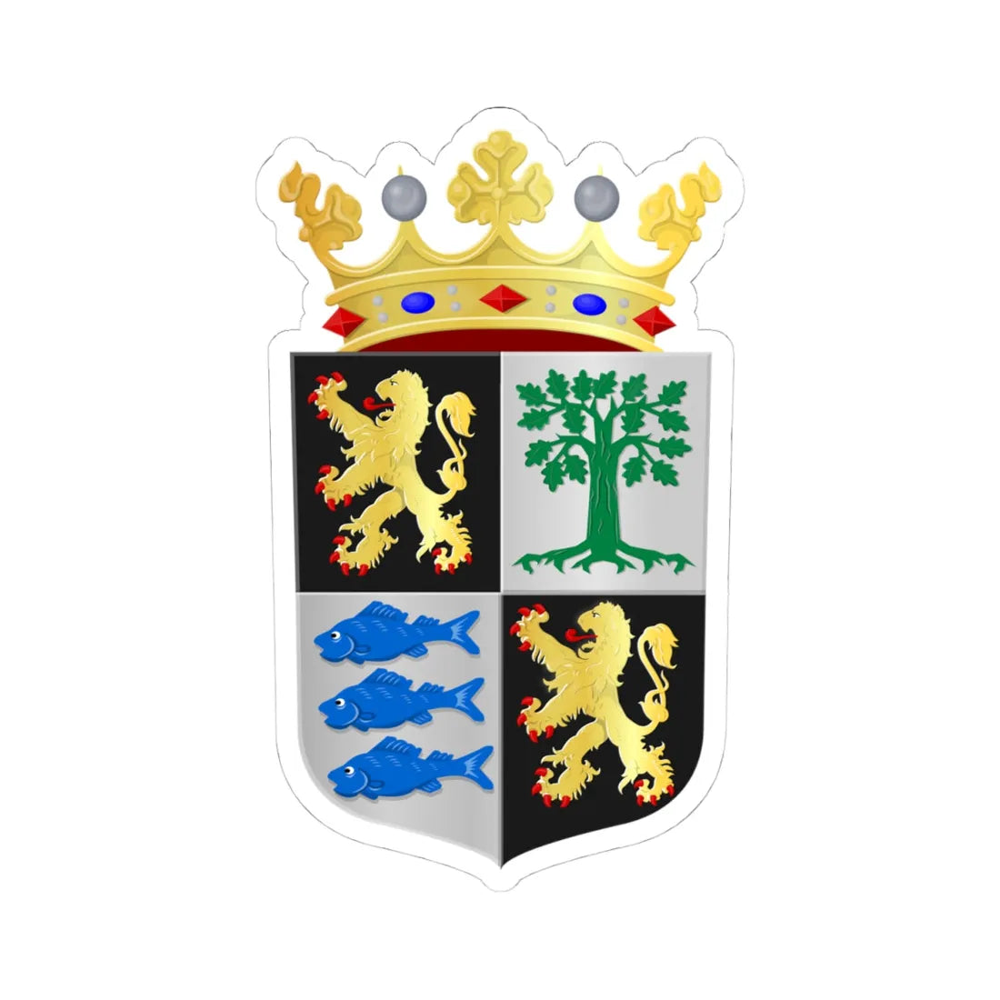 Oirschot wapen (Netherlands) (Coat of Arms) STICKER Vinyl Kiss-Cut Decal 4 Inch White - The Sticker Space