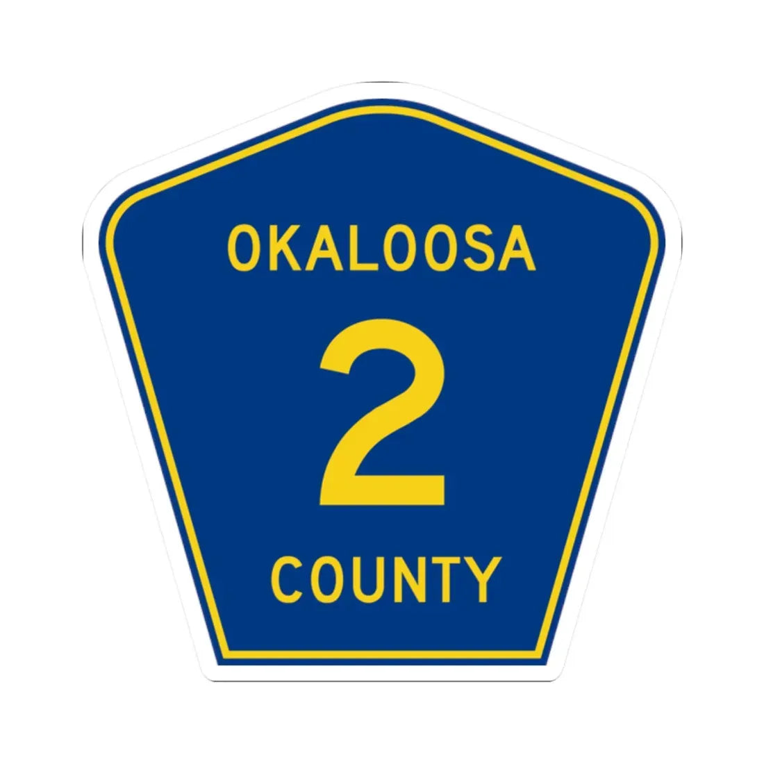 Okaloosa County 2 (Florida) (Road Sign) STICKER Vinyl Kiss-Cut Decal 2 Inch White - The Sticker Space