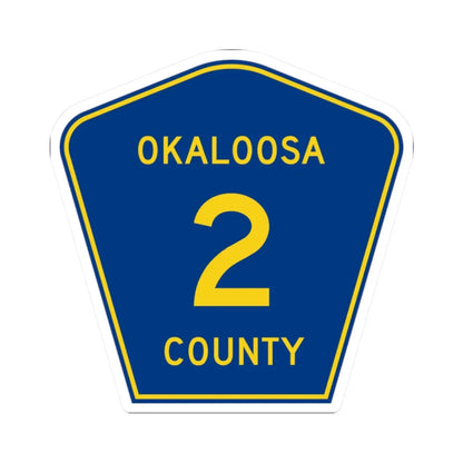 Okaloosa County 2 (Florida) (Road Sign) STICKER Vinyl Kiss-Cut Decal 2 Inch White - The Sticker Space