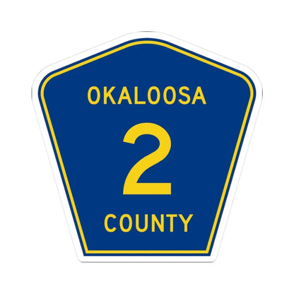 Okaloosa County 2 (Florida) (Road Sign) STICKER Vinyl Kiss-Cut Decal 3 Inch White - The Sticker Space