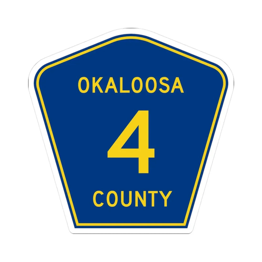 Okaloosa County 4 (Florida) (Road Sign) STICKER Vinyl Kiss-Cut Decal 3 Inch White - The Sticker Space