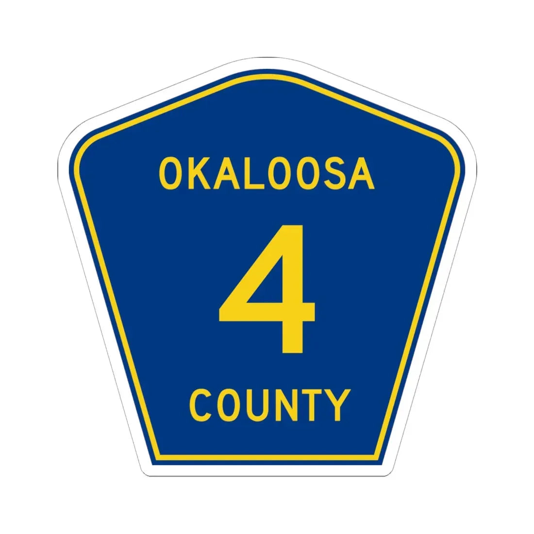 Okaloosa County 4 (Florida) (Road Sign) STICKER Vinyl Kiss-Cut Decal 6 Inch White - The Sticker Space