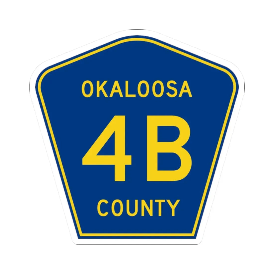 Okaloosa County 4B (Florida) (Road Sign) STICKER Vinyl Kiss-Cut Decal 2 Inch White - The Sticker Space