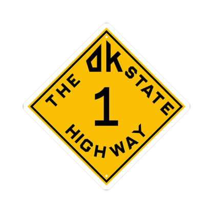 Oklahoma 1 1924 (Oklahoma) (Road Sign) STICKER Vinyl Kiss-Cut Decal 2 Inch White - The Sticker Space