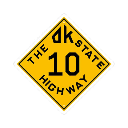 Oklahoma 10 1924 (Oklahoma) (Road Sign) STICKER Vinyl Kiss-Cut Decal 3 Inch White - The Sticker Space