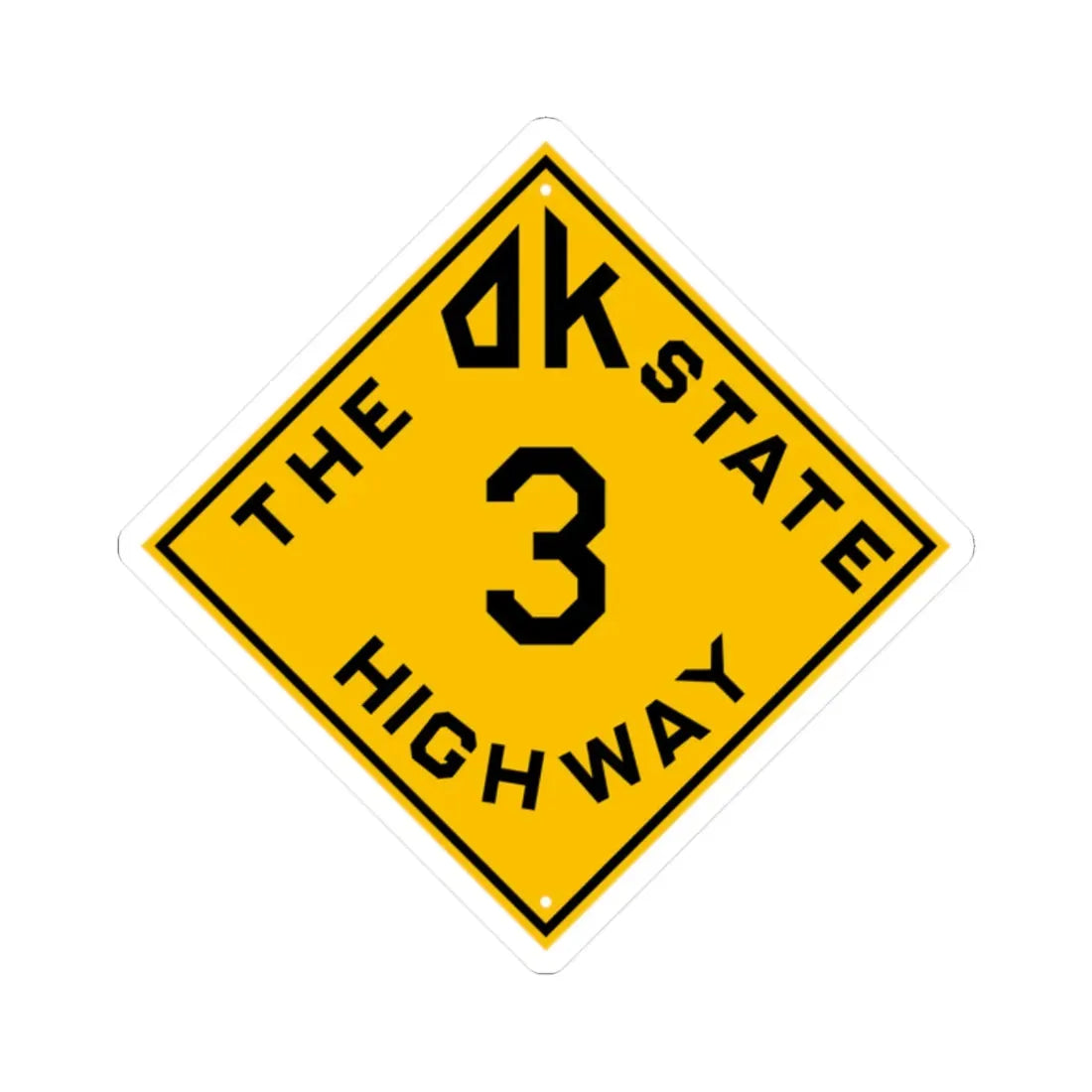 Oklahoma 3 1924 (Oklahoma) (Road Sign) STICKER Vinyl Kiss-Cut Decal 2 Inch White - The Sticker Space