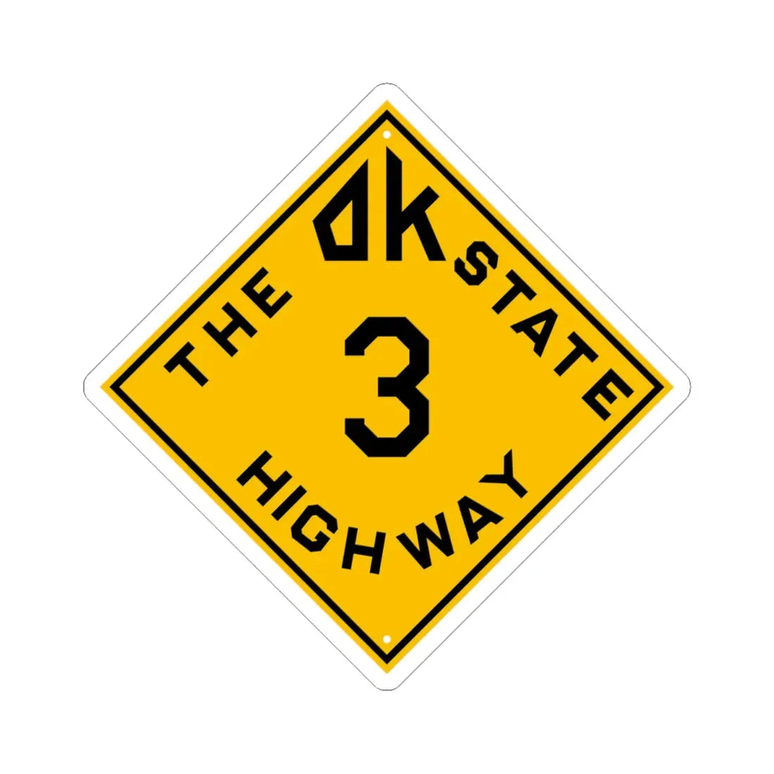 Oklahoma 3 1924 (Oklahoma) (Road Sign) STICKER Vinyl Kiss-Cut Decal 4 Inch White - The Sticker Space