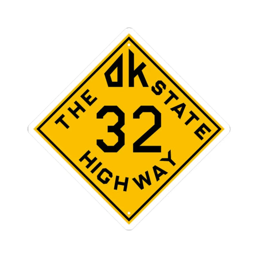 Oklahoma 32 1924 (Oklahoma) (Road Sign) STICKER Vinyl Kiss-Cut Decal 2 Inch White - The Sticker Space