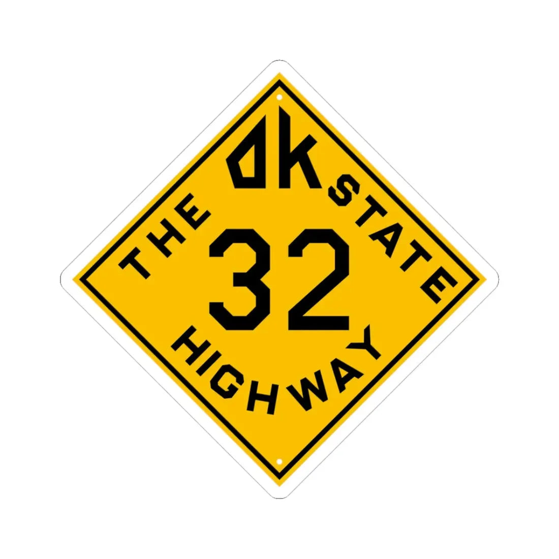 Oklahoma 32 1924 (Oklahoma) (Road Sign) STICKER Vinyl Kiss-Cut Decal 3 Inch White - The Sticker Space