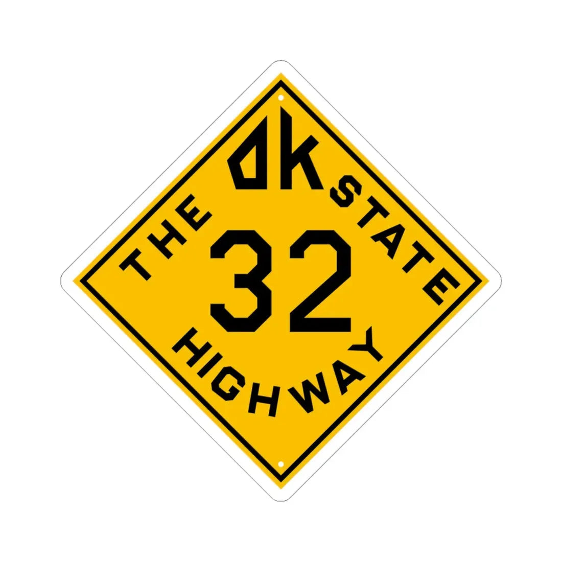 Oklahoma 32 1924 (Oklahoma) (Road Sign) STICKER Vinyl Kiss-Cut Decal 4 Inch White - The Sticker Space