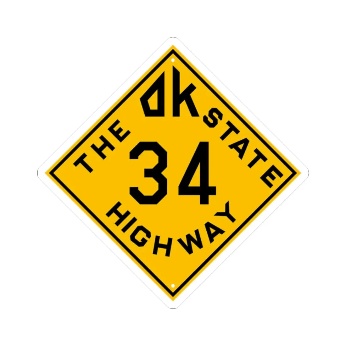 Oklahoma 34 1924 (Oklahoma) (Road Sign) STICKER Vinyl Kiss-Cut Decal 2 Inch White - The Sticker Space