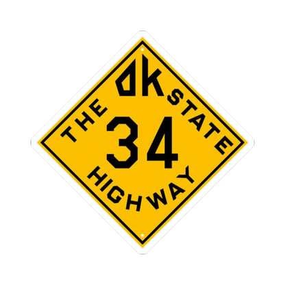 Oklahoma 34 1924 (Oklahoma) (Road Sign) STICKER Vinyl Kiss-Cut Decal 2 Inch White - The Sticker Space