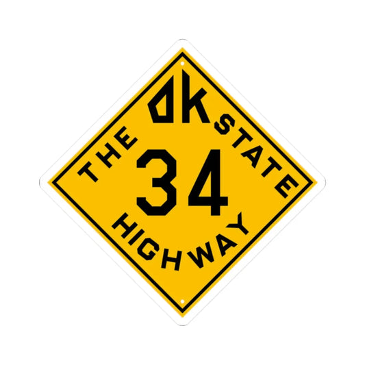 Oklahoma 34 1924 (Oklahoma) (Road Sign) STICKER Vinyl Kiss-Cut Decal 2 Inch White - The Sticker Space