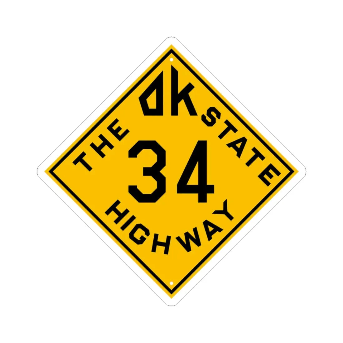 Oklahoma 34 1924 (Oklahoma) (Road Sign) STICKER Vinyl Kiss-Cut Decal 3 Inch White - The Sticker Space