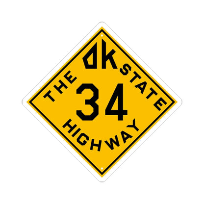 Oklahoma 34 1924 (Oklahoma) (Road Sign) STICKER Vinyl Kiss-Cut Decal 3 Inch White - The Sticker Space